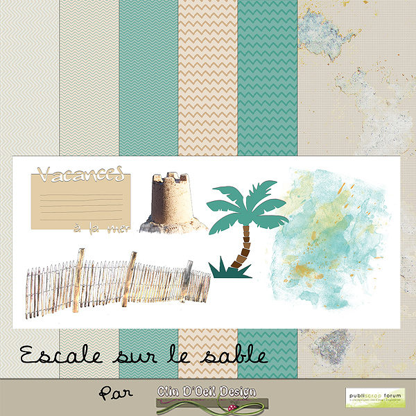Kit Escale sur le Sable - Publiscrap - Clin d'oeil Design