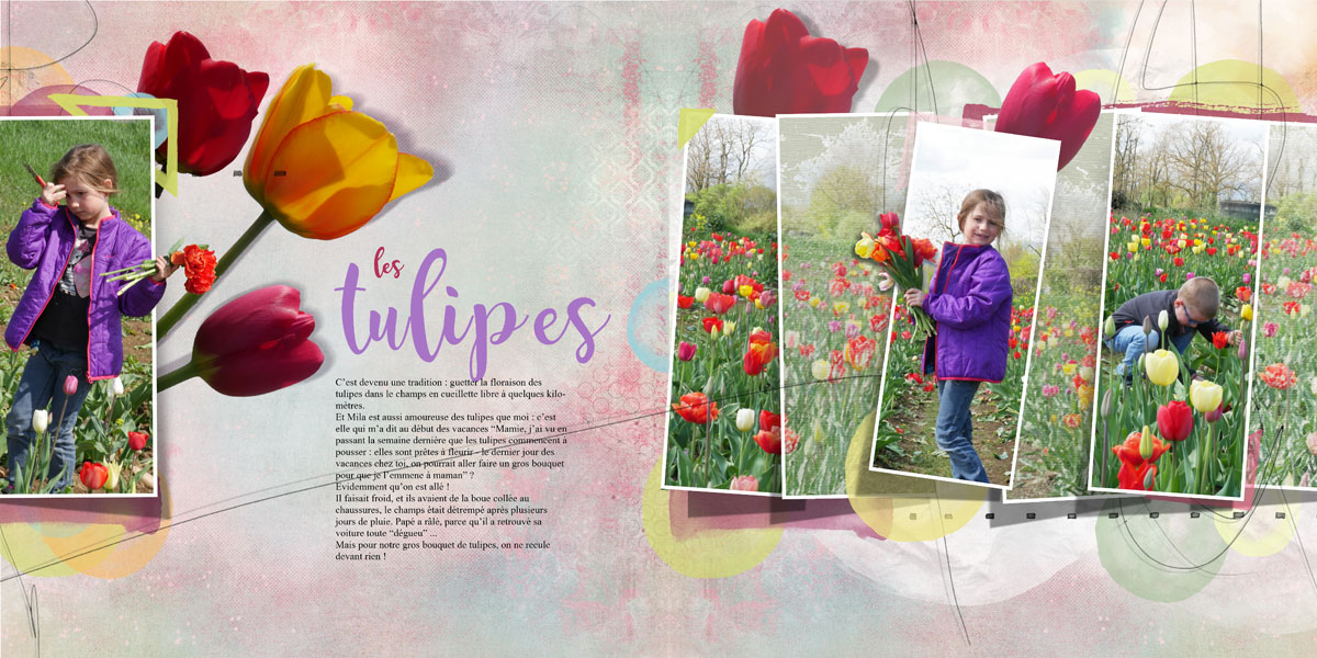 Les tulipes MAY Bundle by NBK design scrap templates double page