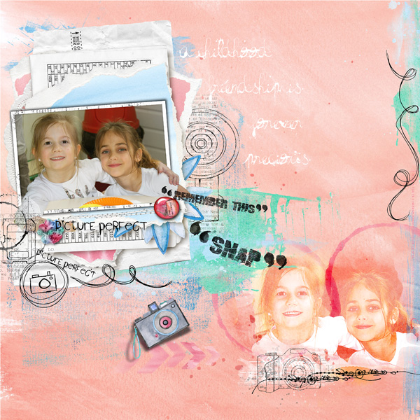 Snap happy Dawn Inskip Un kit sur la photographie, et le plaisir de faire des photos, de les immortaliser sur vos pages de scrap Scrapbook page Artsy watercolour paperstack photo