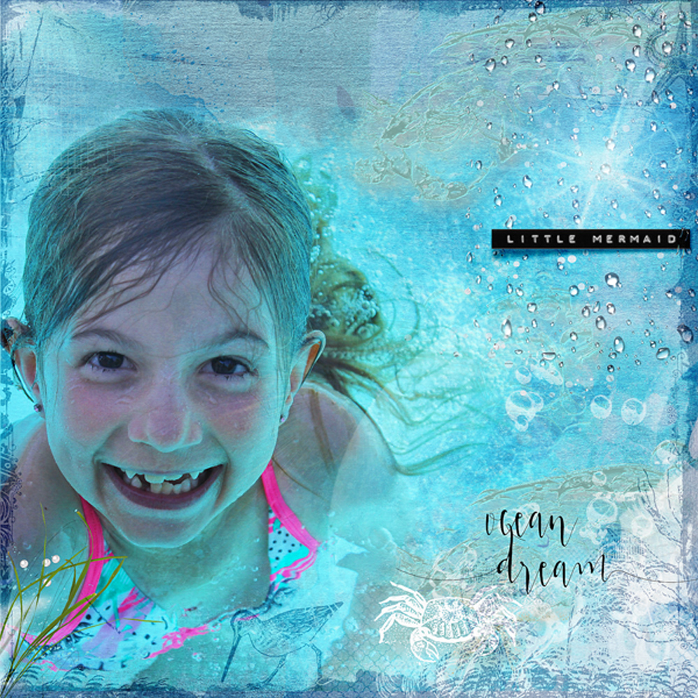 clin d'oeil design clindoeildesign NBK design Beyond the sea artsy scrapbook layout sea ocean summer template easy to use underwater