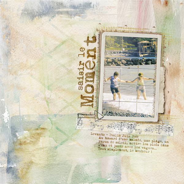 Saisir le moment une page faite par clin d'oeil design avec le kit besotted dawn inskip scrap digital plage mer