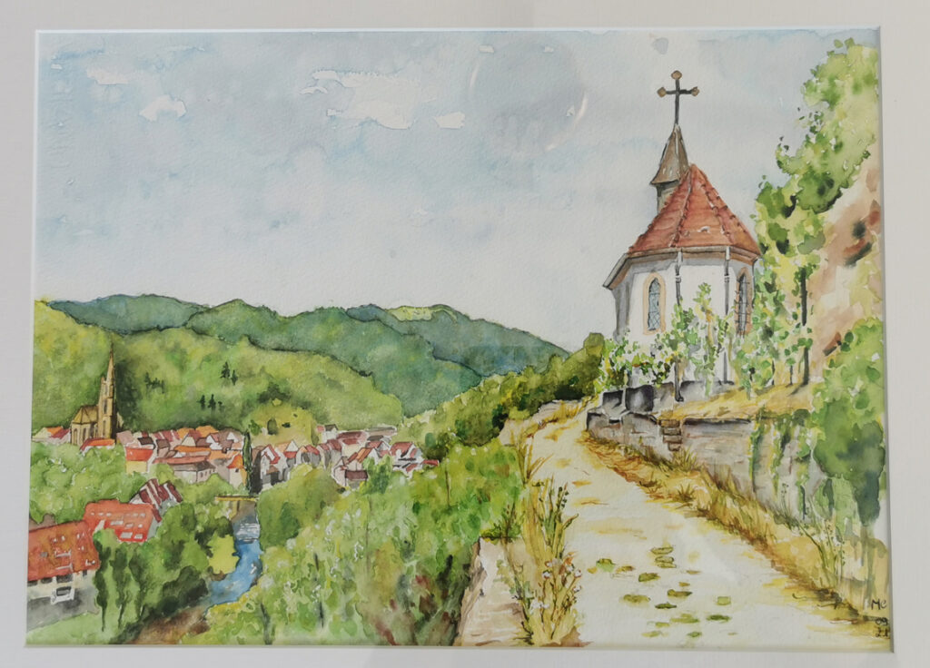 Aquarelle la chapelle du Rangen Thann