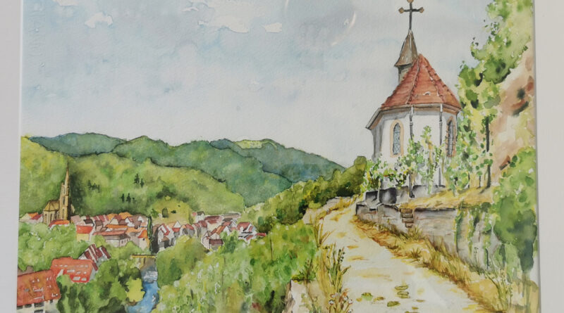 Aquarelle la chapelle du Rangen Thann