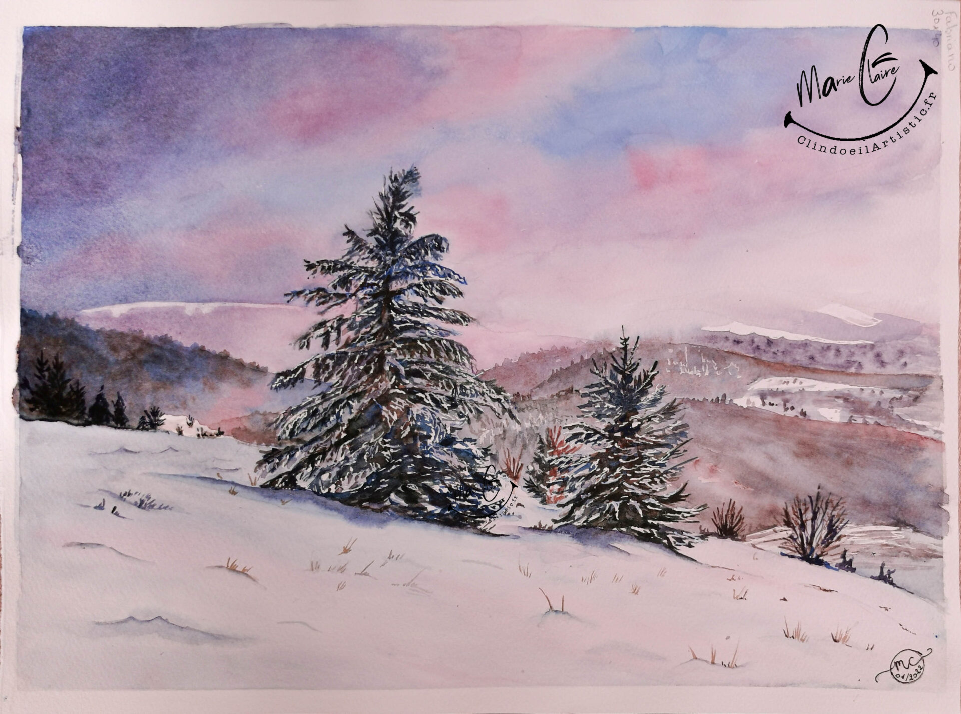 Aquarelle originale Clindoeilartistic