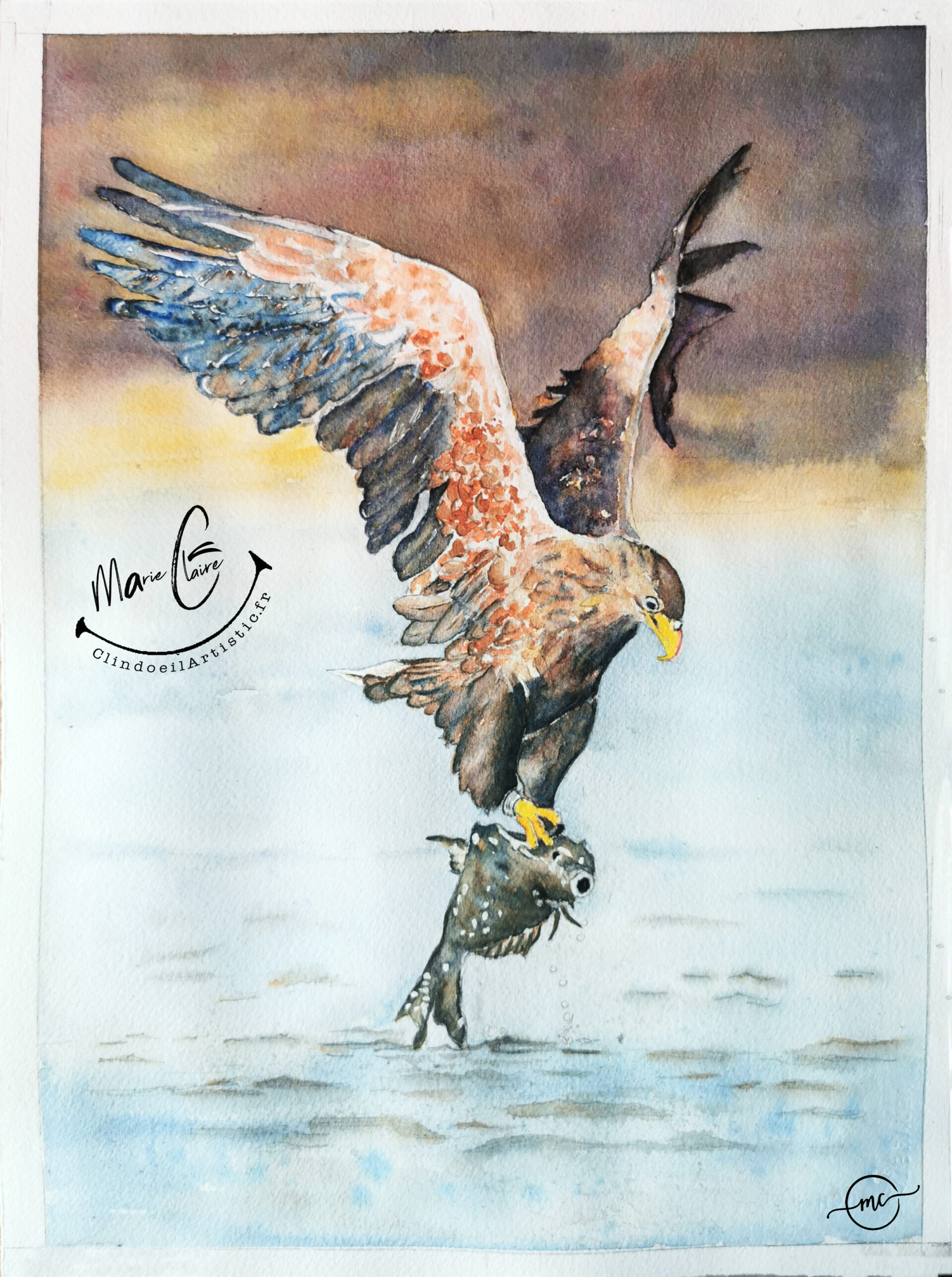 Aquarelle originale Clindoeilartistic